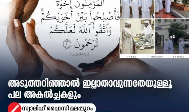 അടുത്തറിഞ്ഞാല്‍ ഇല്ലാതാവുന്നതേയുള്ളൂ പല അകല്‍ച്ചകളും